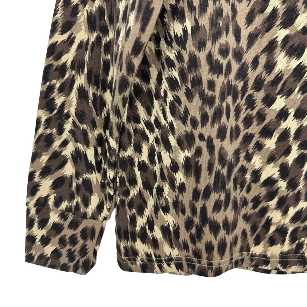 Pure Cotton Terry Knit Leopard Cheetah Sweatshirt Pullover